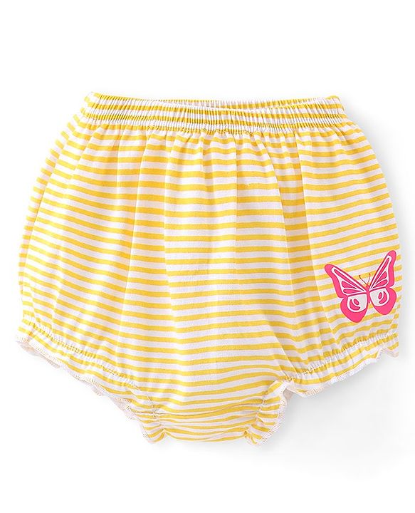 Babyhug 100% Cotton Antibacterial Printed Bloomers Pack of 3 - Pink Blue & Yellow