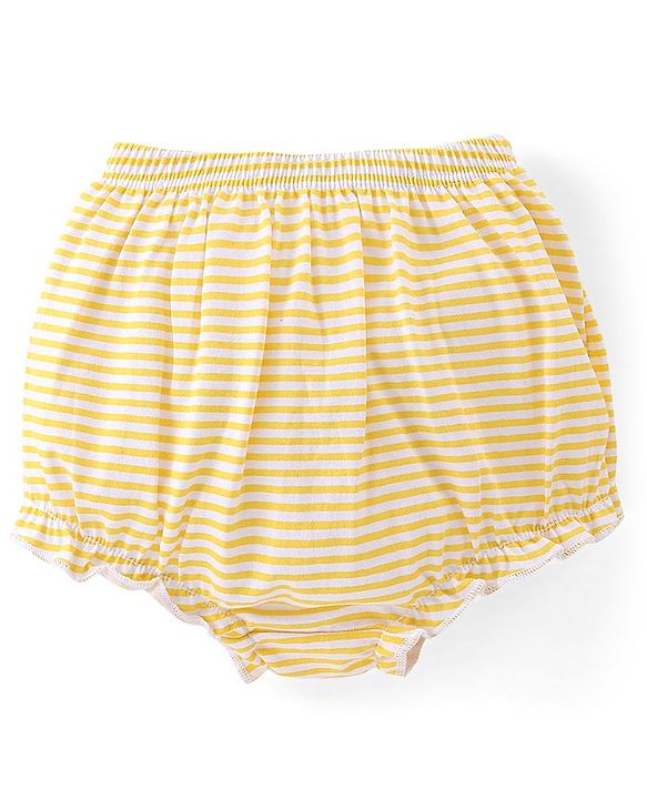 Babyhug 100% Cotton Antibacterial Printed Bloomers Pack of 3 - Pink Blue & Yellow