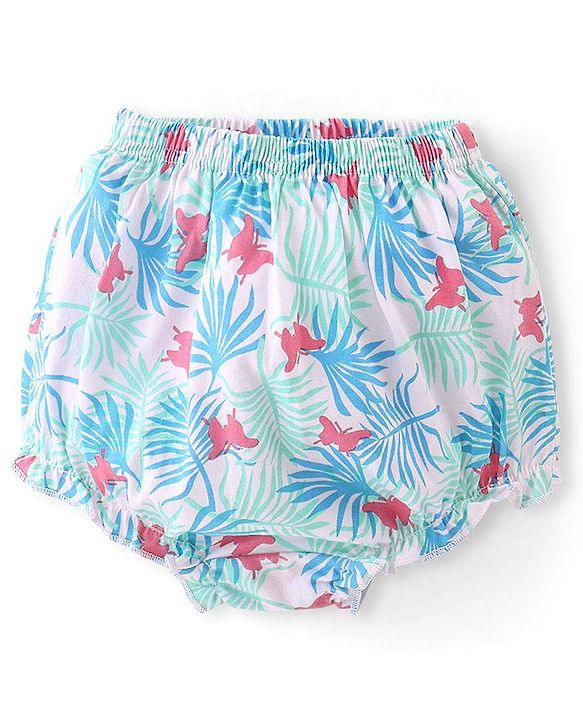 Babyhug 100% Cotton Antibacterial Printed Bloomers Pack of 3 - Pink Blue & Yellow