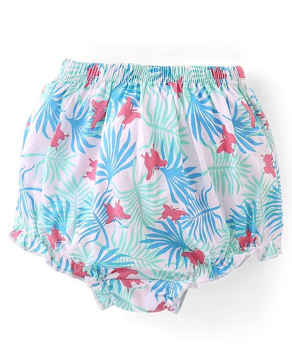 Babyhug 100% Cotton Antibacterial Printed Bloomers Pack of 3 - Pink Blue & Yellow