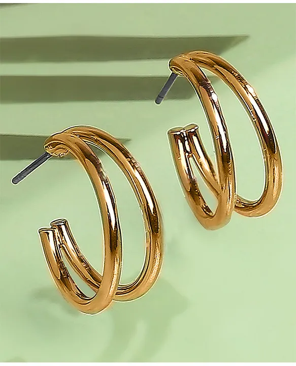 KARATCART Gold Tone Twisted Half Hoop Earrings for Women : Amazon.in:  Jewellery