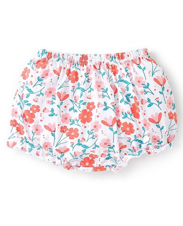 Babyhug 100% Cotton Knit Antibacterial Bloomers Floral Print Pack of 3 - Multicolour