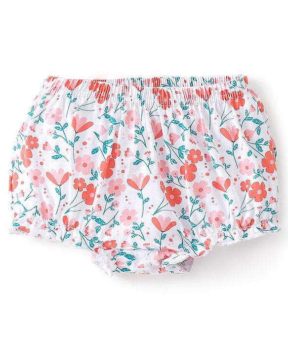 Babyhug 100% Cotton Knit Antibacterial Bloomers Floral Print Pack of 3 - Multicolour