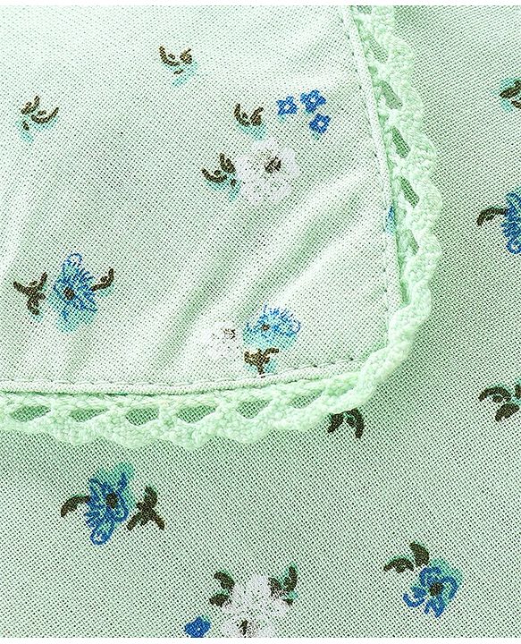 Babyhug Rayon Woven Full Sleeves Floral Printed with Frill & Lace Detailing Top - Mint