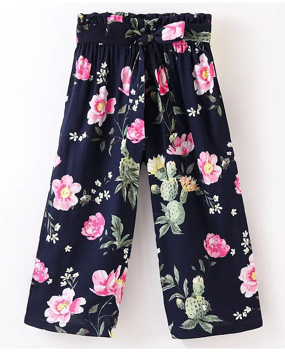 Buy Zanderous Wide Leg Pants, Palazzo Pants,Flowy Pants,Women Floral Print  Belted High Waist Wide Leg Pants with Pockets for Summer Beach. at Amazon.in