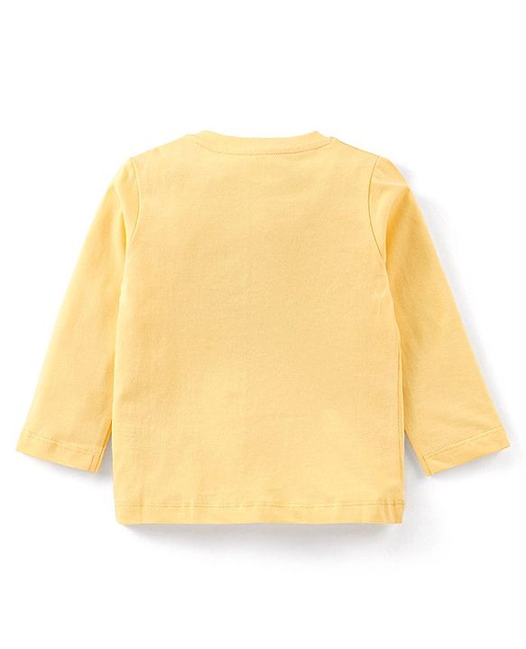 Babyhug Cotton Knit Full Sleeves Night Suit With Teddy Print - Yellow & Navy Blue