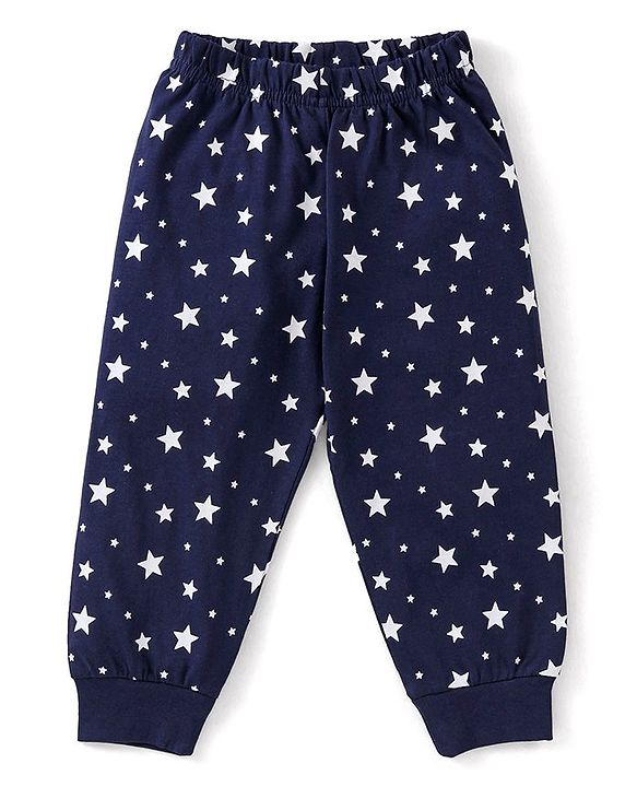 Babyhug Cotton Knit Full Sleeves Night Suit With Teddy Print - Yellow & Navy Blue