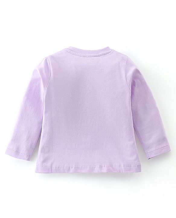 Babyhug Single Jersey Cotton Knit Full Sleeves Night Suit Lion Print - Lavender