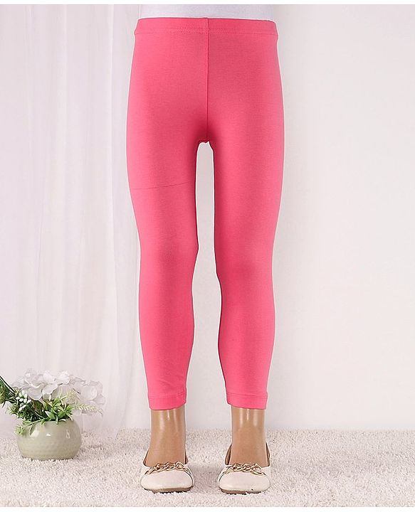 Babyhug Cotton Lycra Full Length Leggings Solid Color - Pink