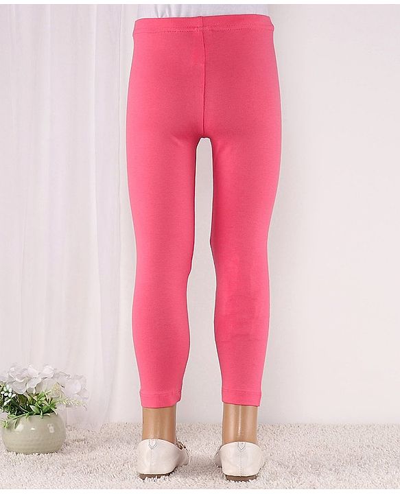 Babyhug Cotton Lycra Full Length Leggings Solid Color - Pink