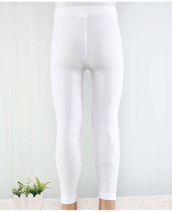Babyhug Cotton Lycra Knit Full Length Legging with Stretch Solid Colour - White