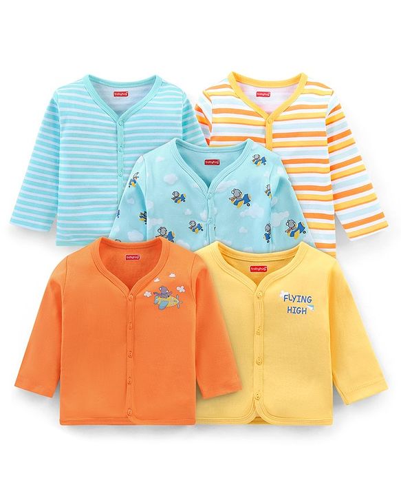 Babyhug 100% Cotton Bear Printed Antibacterial Vest Pack of 5 - Multicolour