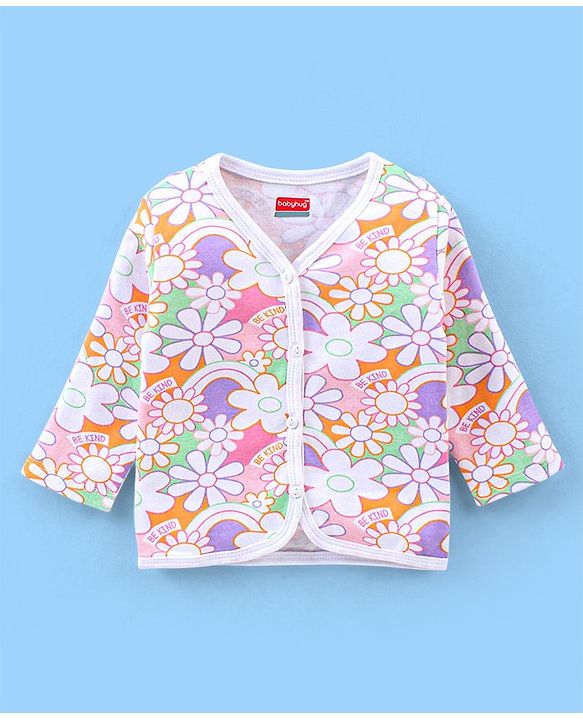 Babyhug 100% Cotton Antibacterial Vest Floral Print Pack of 3 - Multicolour