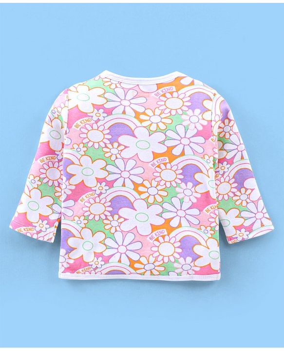 Babyhug 100% Cotton Antibacterial Vest Floral Print Pack of 3 - Multicolour