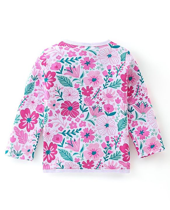 Babyhug 100% Cotton Knit Full Sleeves Floral  Printed Vests Pack of 3 - Multicolour