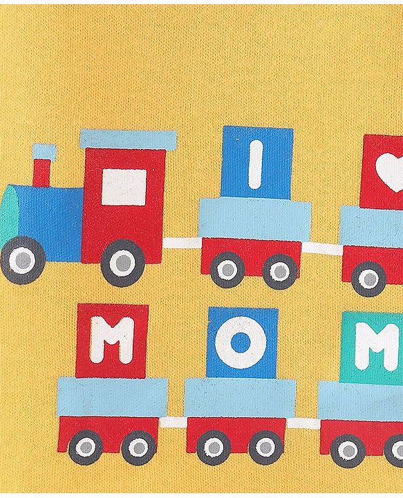 Babyhug Cotton Knit Antibacterial Full Sleeves Vests Stripes & Train Print Pack of 3 - Blue Red & Yellow