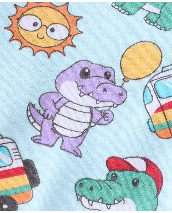 Babyhug 100% Cotton Knit Full Sleeves Antibacterial Vest Dino Print Pack of 3 - Multicolour