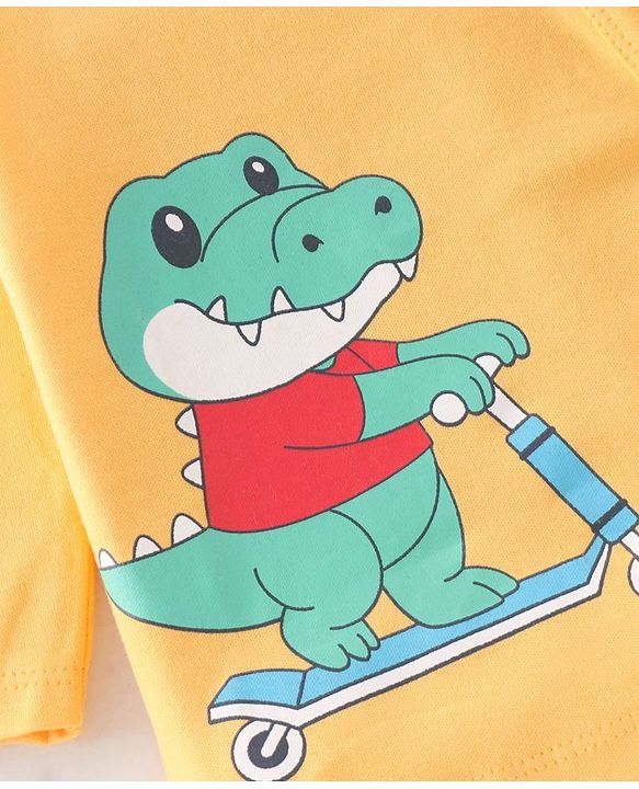 Babyhug 100% Cotton Knit Full Sleeves Antibacterial Vest Dino Print Pack of 3 - Multicolour