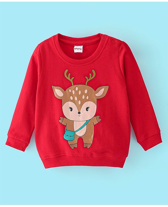 Babyhug 100% Cotton Knit Full Sleeves Sweatshirt with Graphics Pack of 2 - White & Red