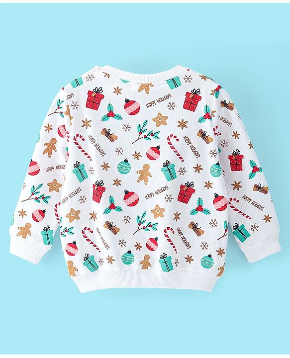 Babyhug 100% Cotton Knit Full Sleeves Sweatshirt with Graphics Pack of 2 - White & Red