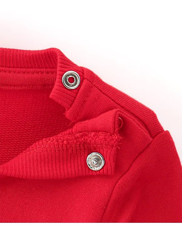 Babyhug 100% Cotton Knit Full Sleeves Sweatshirt with Graphics Pack of 2 - White & Red