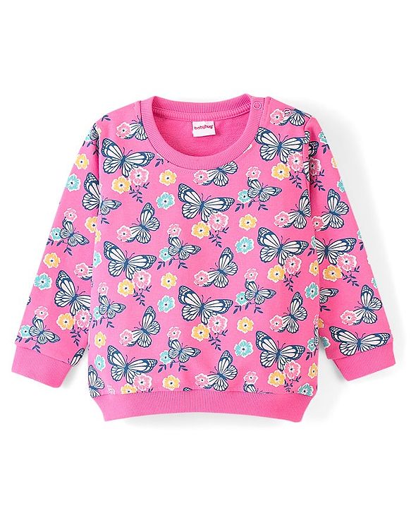 Babyhug 100% Cotton Knit Full Sleeves Sweatshirt With Butterfly Graphics Pack Of 2 - Navy Blue