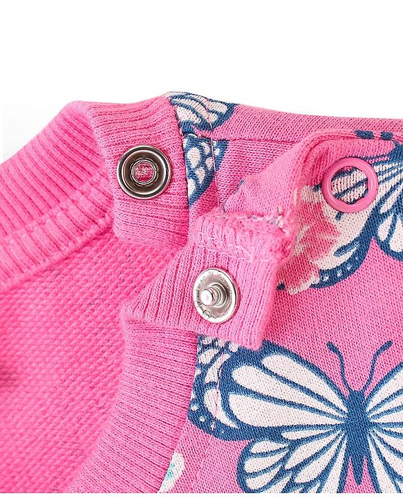 Babyhug 100% Cotton Knit Full Sleeves Sweatshirt With Butterfly Graphics Pack Of 2 - Navy Blue