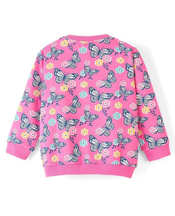 Babyhug 100% Cotton Knit Full Sleeves Sweatshirt With Butterfly Graphics Pack Of 2 - Navy Blue