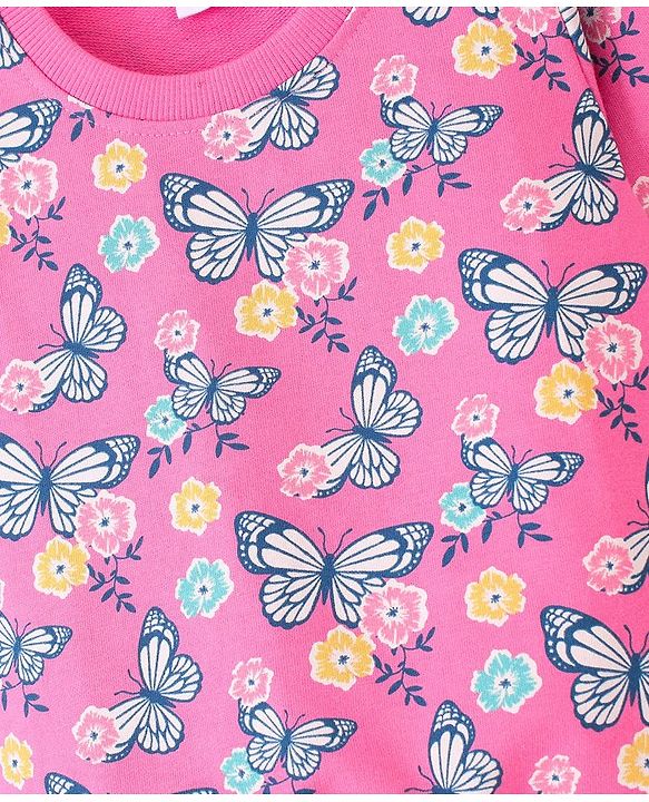 Babyhug 100% Cotton Knit Full Sleeves Sweatshirt With Butterfly Graphics Pack Of 2 - Navy Blue