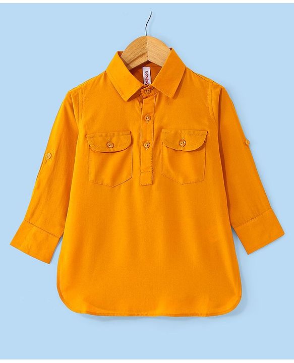 Babyhug Full Sleeves Solid Pathani Kurta & Pyjama Set - Yellow
