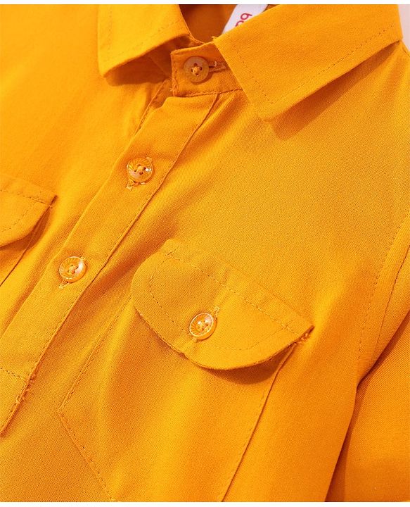 Babyhug Full Sleeves Solid Pathani Kurta & Pyjama Set - Yellow