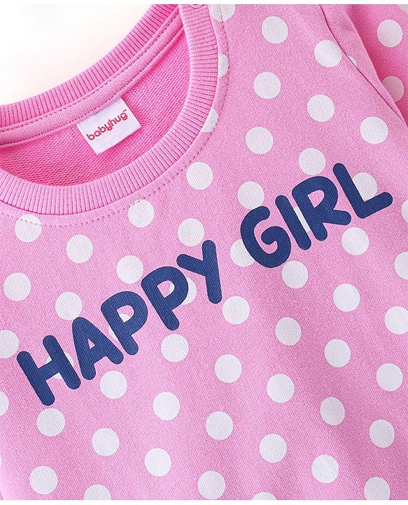 Babyhug 100% Cotton Knit Full Sleeves Sweatshirt With Heart & Dots Graphics Pack Of 2 - Yellow & Pink