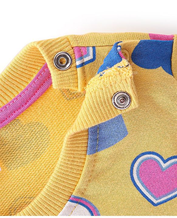 Babyhug 100% Cotton Knit Full Sleeves Sweatshirt With Heart & Dots Graphics Pack Of 2 - Yellow & Pink