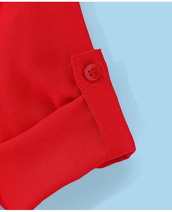 Babyhug Full Sleeves Solid Pathani Kurta & Pyjama Set - Red