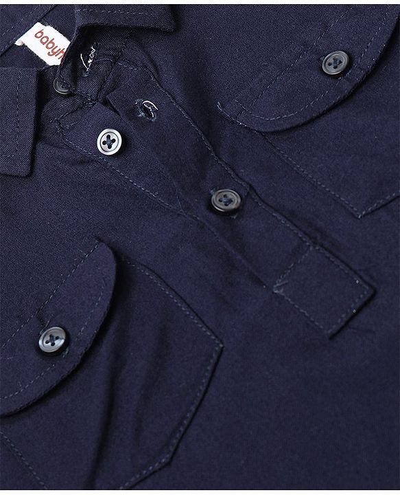 Babyhug Full Sleeves Solid Pathani Kurta & Pyjama Set - Navy Blue