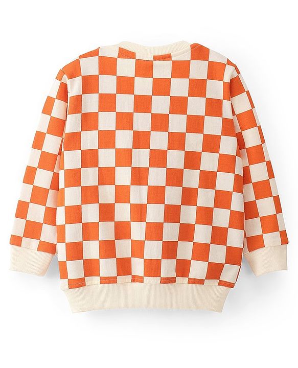 Babyhug 100% Cotton Knit Full Sleeves Checks & Mice Printed Sweatshirts Pack of 2 - Blue & Orange