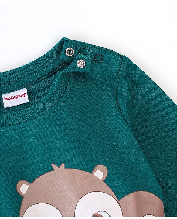 Babyhug 100% Cotton Knit Full Sleeves Sweatshirt With Squirrel Graphics Pack Of 2 - Red & Green