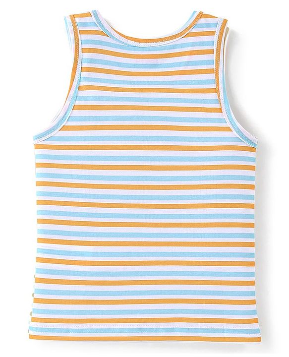 Babyhug 100% Cotton Knit Sleeveless Striped Sando Pack of 3 - Multicolour