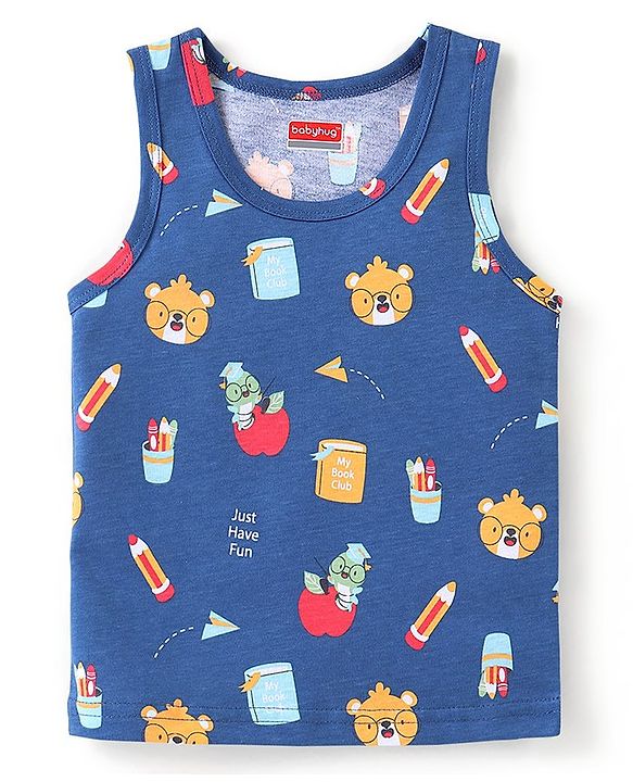 Babyhug 100% Cotton Knit Sleeveless Striped Sando Pack of 3 - Multicolour