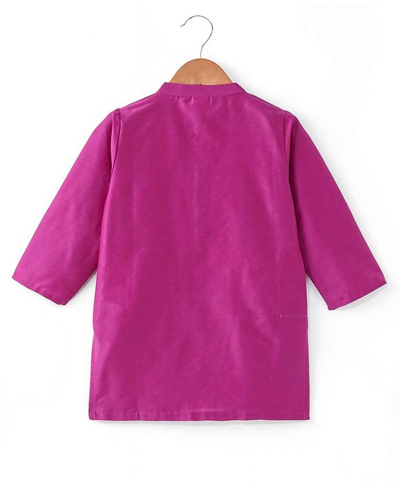 Babyhug Cotton Woven Full Sleeves Floral Printed Kurta & Dhoti Set with Jacket - Purple