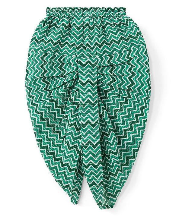 Babyhug 100% Cotton Woven Kurta With Solid Dhoti Set With Leaves Print - Green