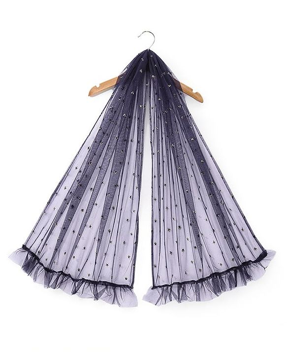 Babyhug Half Sleeves Embroidered Choli with Embroidered Lehenga and Dupatta Set  - Navy Blue