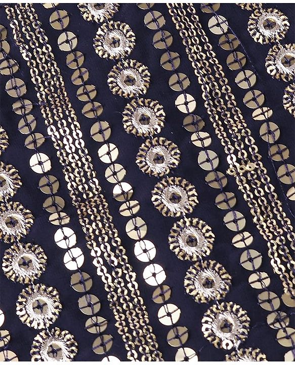 Babyhug Half Sleeves Embroidered Choli with Embroidered Lehenga and Dupatta Set  - Navy Blue