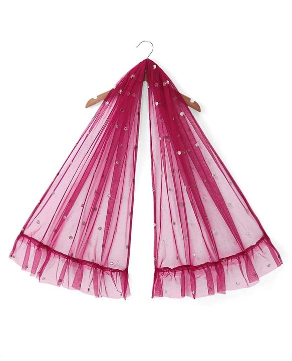 Babyhug Short Sleeve Floral Embroidered Choli with Lehenga and Dupatta Set-Hot Pink