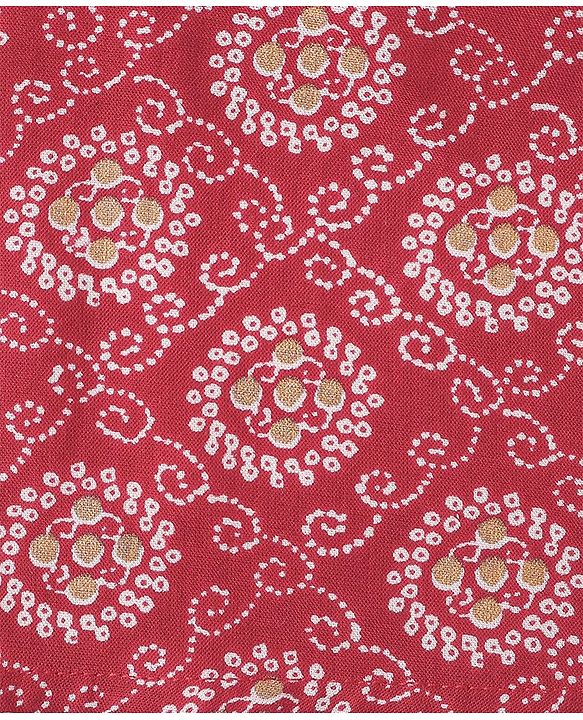 Babyhug 100% Cotton Woven Full Sleeves Bandhani Printed Kurta Dhoti Set - Red