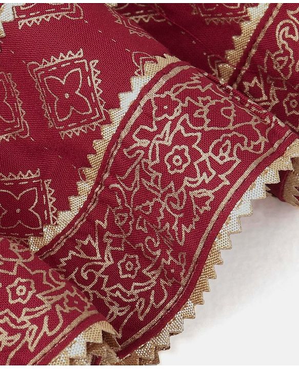 Babyhug  Sleeveless Foil Printed Lehenga Choli and Dupatta Set - Maroon