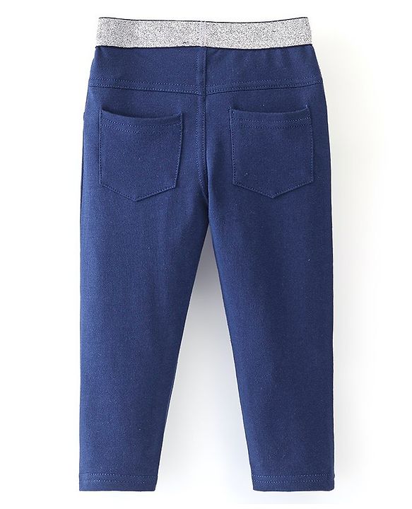 Babyhug Cotton Full Length Jegging With Star Print - Blue