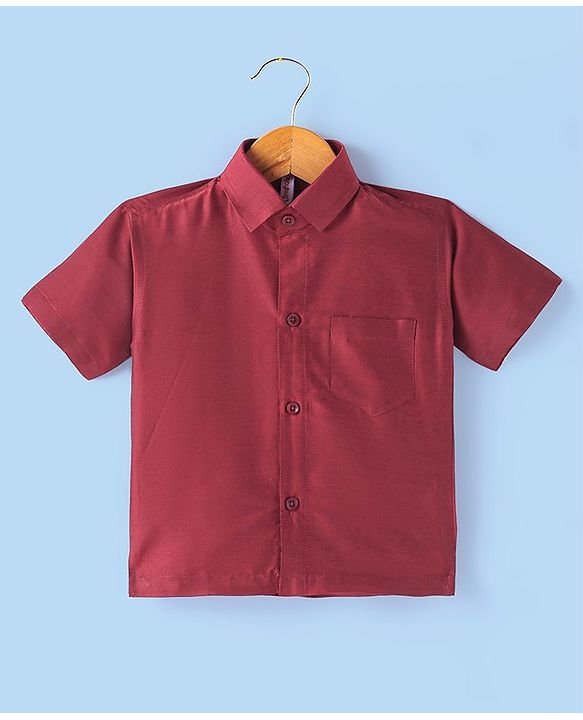 Babyhug Half Sleeves Solid Color Shirt & Mundu Set - Red