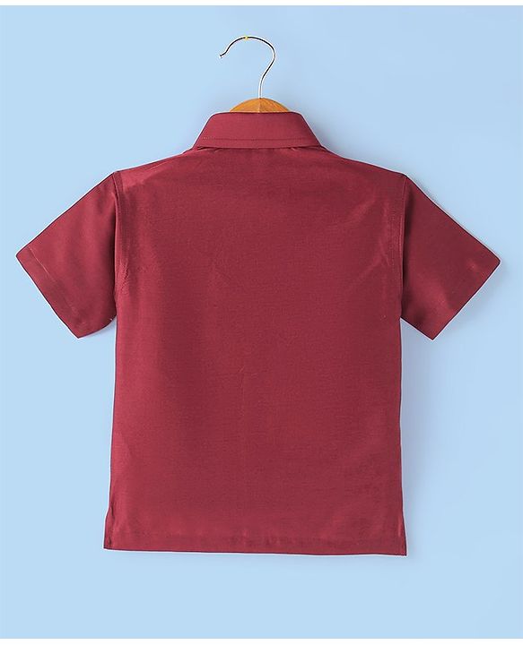 Babyhug Half Sleeves Solid Color Shirt & Mundu Set - Red