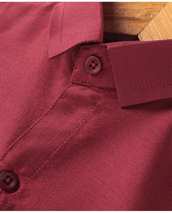 Babyhug Half Sleeves Solid Color Shirt & Mundu Set - Red